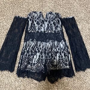 Off-the-Shoulder Lace Romper
